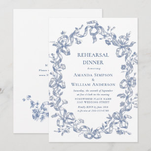 Invitación Cena de ensayo azul de Grace Dusty Ornate Victoria