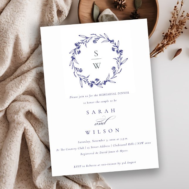 Invitación Cena de ensayo azul de la Marina de Guerra Floral  (Subido por el creador)