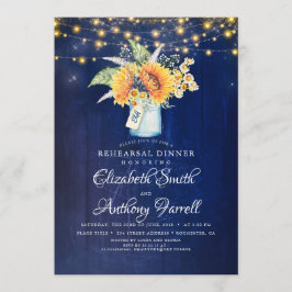 Invitación Cena de ensayo azul de la Marina Rustica de los gi