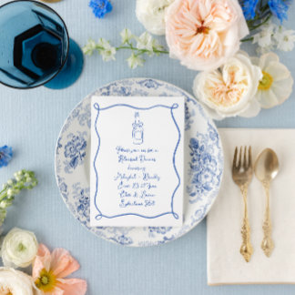 Invitación Cena de ensayo azul de mano dibujada