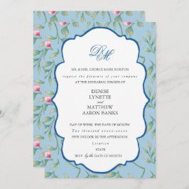 Invitación Cena de ensayo azul Omphalodes