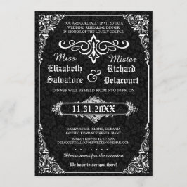 Invitación Cena de ensayo Black Gothic Victorian Damask