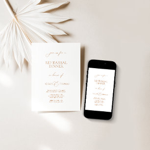 Invitación Cena de ensayo blanco Minimalista simple