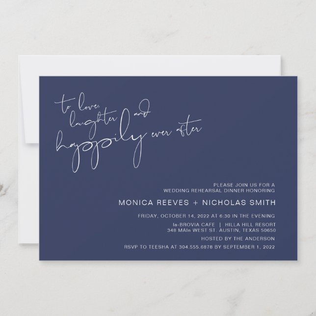 Invitación Cena de ensayo BlueScript de la Marina de Minimali (Anverso)
