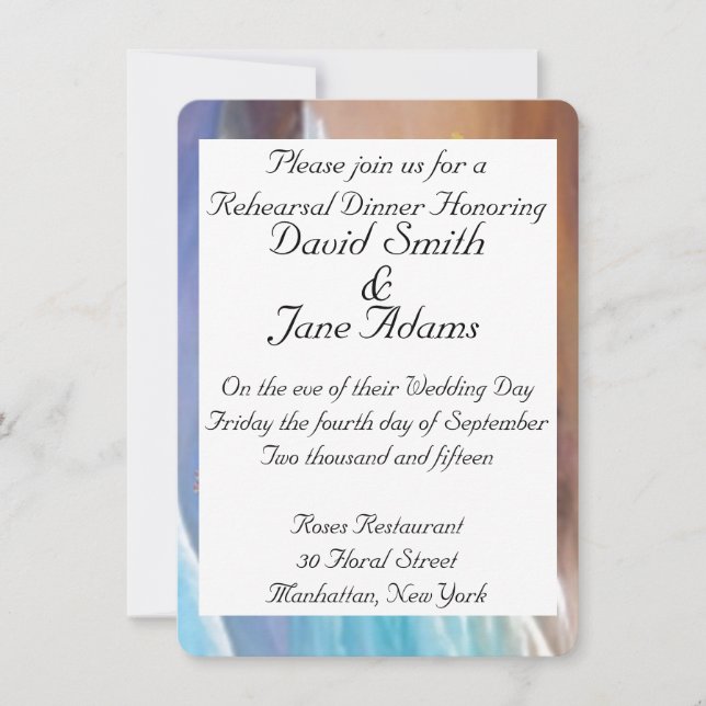 Invitación Cena de ensayo boda (Anverso)