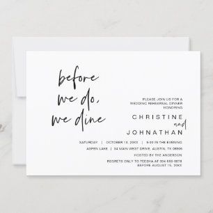 Invitación Cena de ensayo boda, antes de que lo hagamos, cena