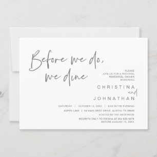 Invitación Cena de ensayo boda, antes de que lo hagamos, cena