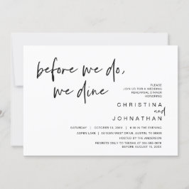 Invitación Cena de ensayo boda, antes de que lo hagamos, cena