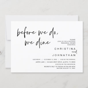 Invitación Cena de ensayo boda, antes de que lo hagamos, cena