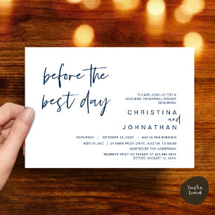 Invitación Cena de ensayo boda, antes del mejor día