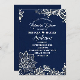 Invitación cena de ensayo boda azul marino