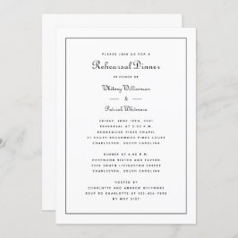 Invitación Cena de ensayo Boda blanco y negro elegante