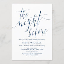 Cena de ensayo Boda, caligrafía azul marina