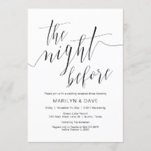 Cena de ensayo Boda, caligrafía simple negra