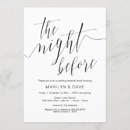 Invitación Cena de ensayo Boda, caligrafía simple negra