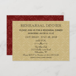 Invitación Cena de ensayo boda / Damasco de oro y marrón