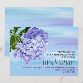 Invitación Cena de ensayo boda de hortensias azules