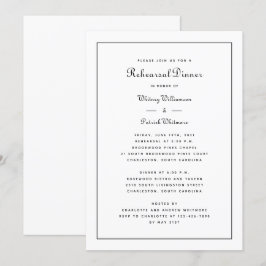 Invitación Cena de ensayo Boda de negro y blanco Elegante