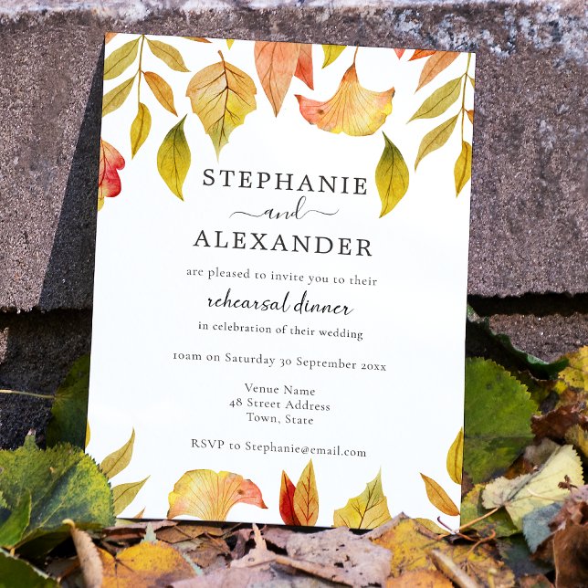 Invitación Cena de ensayo Boda de otoño en otoño (Subido por el creador)