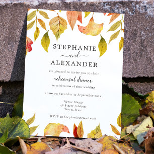 Invitación Cena de ensayo Boda de otoño en otoño