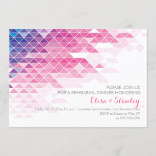 Invitación Cena de ensayo boda de triángulos geométricos rosa