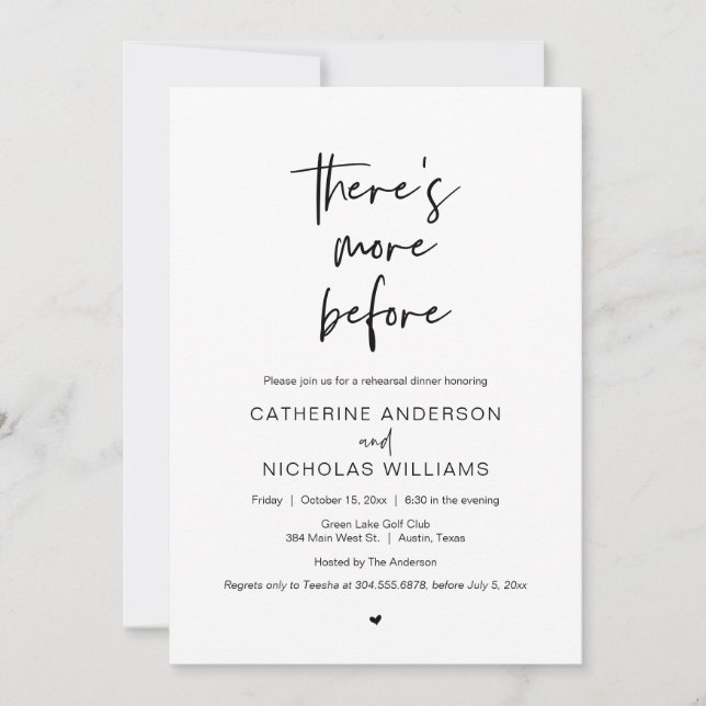 Invitación Cena de ensayo boda, hay más antes (Anverso)