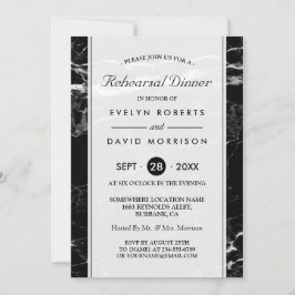 Invitación Cena de ensayo boda Mármol blanco negro moderno