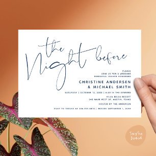 Invitación Cena de ensayo Boda moderna, la noche anterior