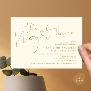 Invitación Cena de ensayo Boda moderna, la noche anterior