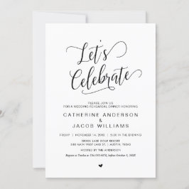 Invitación Cena de ensayo Boda, negro simple y elegante,