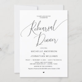 Invitación Cena de ensayo boda, negro simple y moderno invi