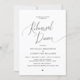 Invitación Cena de ensayo boda, negro simple y moderno invi