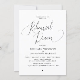 Invitación Cena de ensayo boda, negro simple y moderno invi