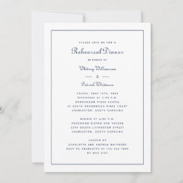 Invitación Cena de Ensayo Boda Script Elegante Azul Marino