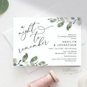 Invitación Cena de ensayo boda, vegetación eucaliptus