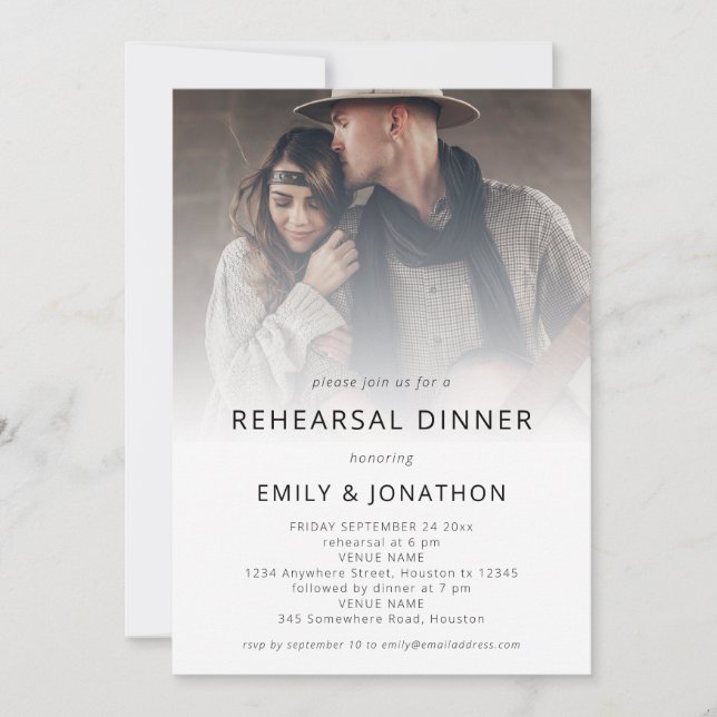 Invitación Cena de ensayo bohemias de fotografía superpuesta (Anverso)