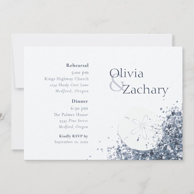 Invitación Cena de ensayo Boho Ocean Sand (Anverso)