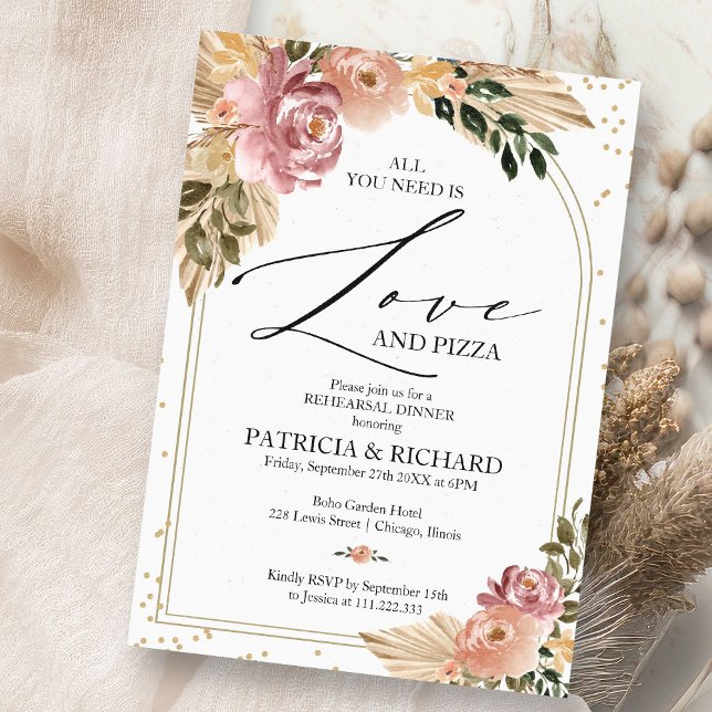 Invitación Cena de ensayo boho Todo lo que necesitas es amor (Subido por el creador)