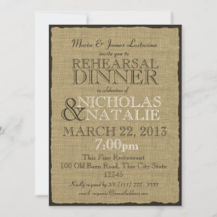 Invitación Cena de ensayo Burlap Look