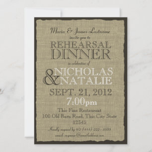 Invitación Cena de ensayo Burlap Look