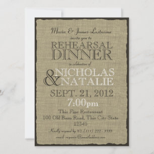 Invitación Cena de ensayo Burlap Look