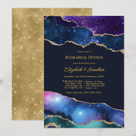 Invitación Cena de ensayo celestial de ágata de brillo falso