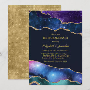 Invitación Cena de ensayo celestial de ágata de brillo falso