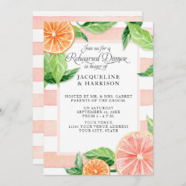 Invitación Cena de ensayo Citrus Pink Grapefruit Watercolor