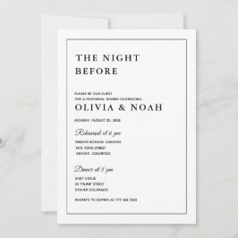 INVITACIÓN CENA DE ENSAYO CLÁSICA ELEGANT NEGRA Y BLANCA