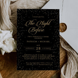 Invitación Cena de Ensayo Clásico con Brillo Dorado