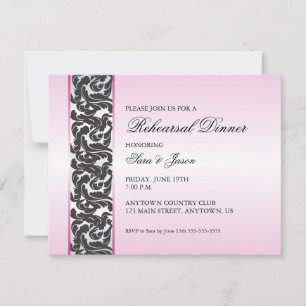 Invitación Cena de Ensayo con Acento Rosa Remolino
