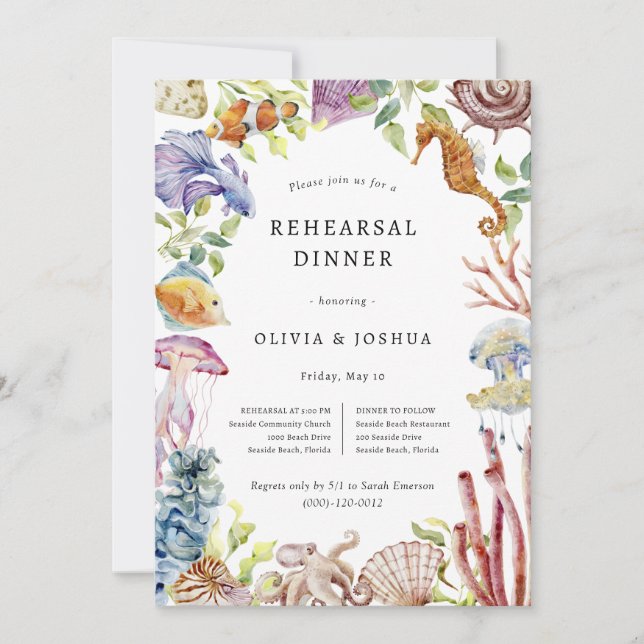 Invitación Cena de Ensayo con Acuarela (Anverso)
