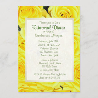 Invitación Cena de ensayo con Boda de rosa amarillo