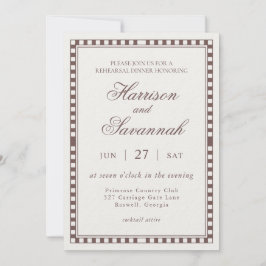 Invitación Cena de Ensayo con Cuadro de Arlequín Marrón